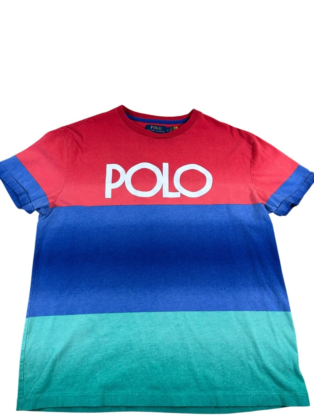 POLO RALPH LAUREN Ombré Logo T Shirt Red Blue Green Men’s M Classic Fit Retro